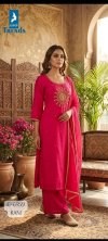Dn 6959 By Kaya Mull Chanderi Kurti With Bottom Dupatta